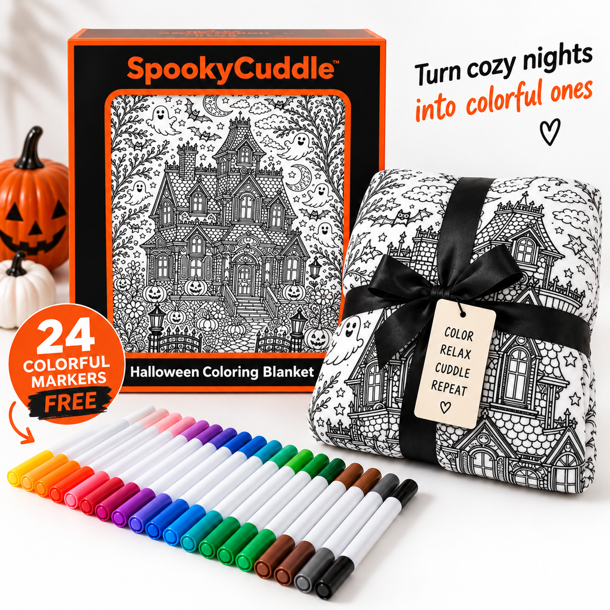 SpookyCuddle™ Halloween Coloring Blanket