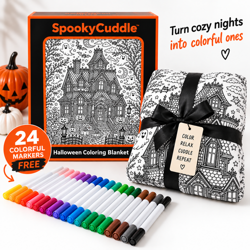 SpookyCuddle™ Halloween Coloring Blanket