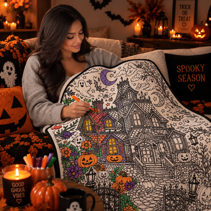 SpookyCuddle™ Halloween Coloring Blanket